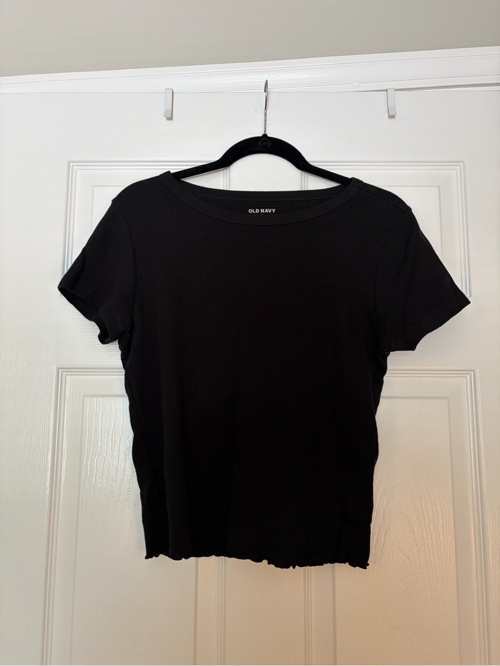 Old Navy Black Ribbed Crewneck Short Sleeve Tee